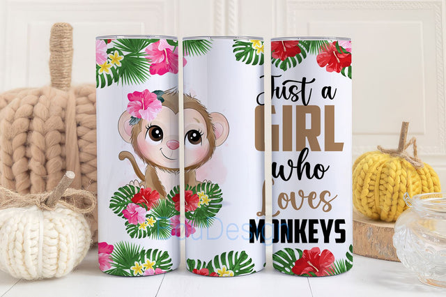 Monkey Coffee Mug With Lid 20 oz Skinny Tumbler Sublimation Design Sublimation BouDesign 