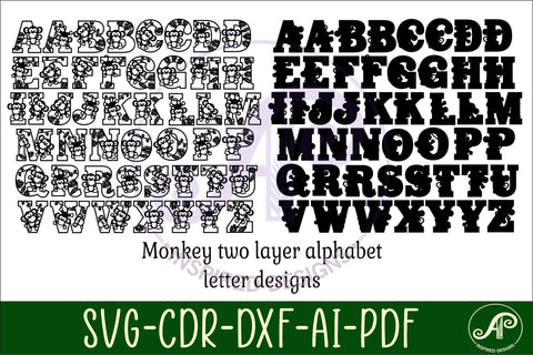 Monkey name letters alphabet set x 47 SVG APInspireddesigns 