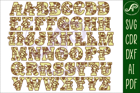 Monkey name letters alphabet set x 47 SVG APInspireddesigns 