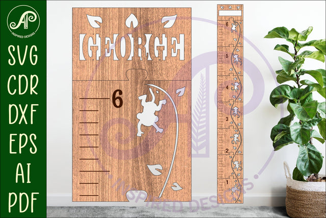 Monkey personalized kids height chart in imperial SVG APInspireddesigns 