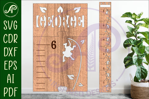 Monkey personalized kids height chart in imperial SVG APInspireddesigns 