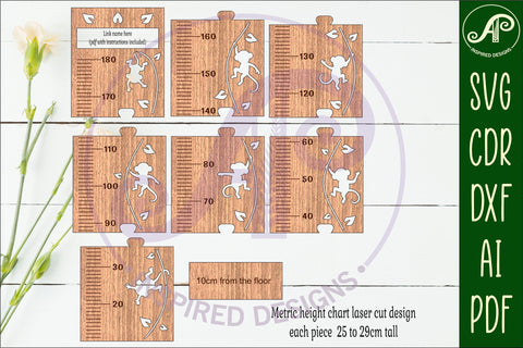 Monkey personalized kids height chart in metric SVG APInspireddesigns 