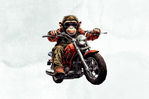 Monkey Riding Motorbike Clipart Bundle Sublimation Designangry 