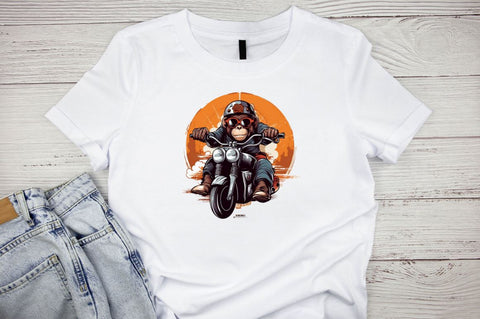Monkey Riding Motorbike Clipart Bundle Sublimation Designangry 