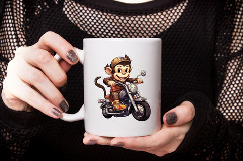 Monkey Riding Motorbike Clipart Bundle Sublimation Designangry 