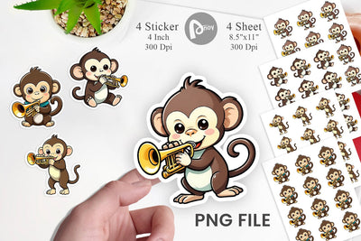 Monkey Sticker New Year Sublimation artnoy 