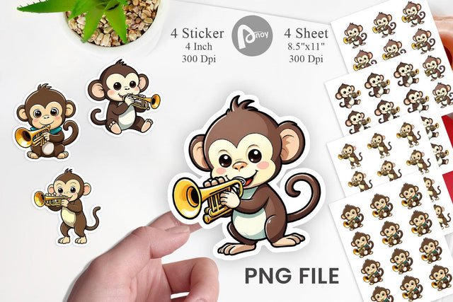 Monkey Sticker New Year Sublimation artnoy 