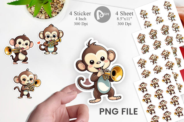 Monkey Sticker New Year Sublimation artnoy 