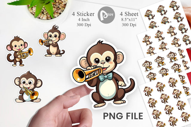 Monkey Sticker New Year Sublimation artnoy 