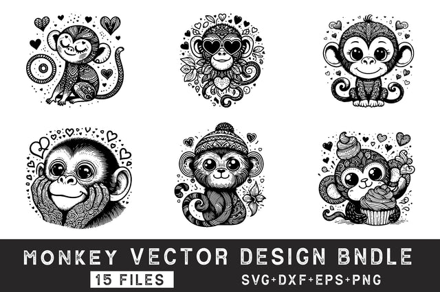 Monkey Svg Bundle SVG Rupkotha 