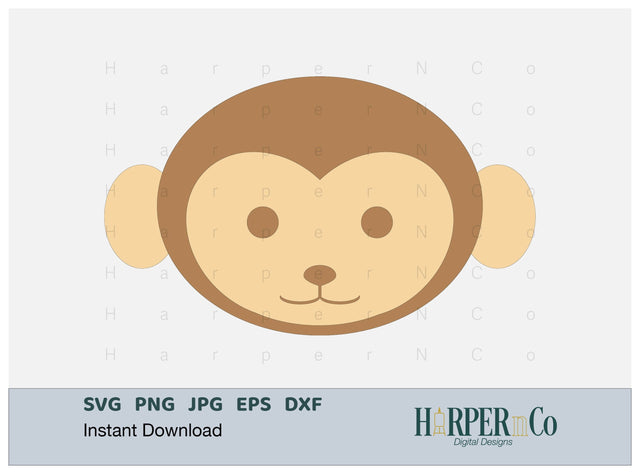 Monkey SVG PNG Cut EPS File SVG HarperNCo 