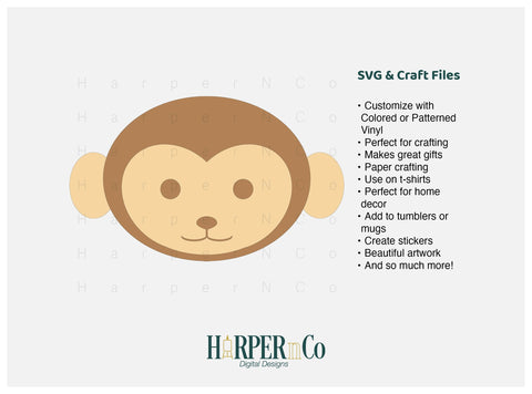 Monkey SVG PNG Cut EPS File SVG HarperNCo 