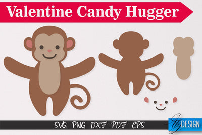 Monkey Valentine Candy Hugger SVG | Candy Hugger SVG | Animals SVG SVG Fly Design 
