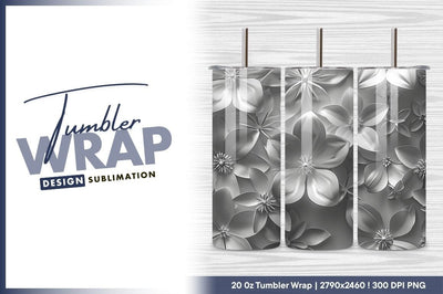 Monochrome floral pattern background tumbler png Sublimation Regulrcrative 
