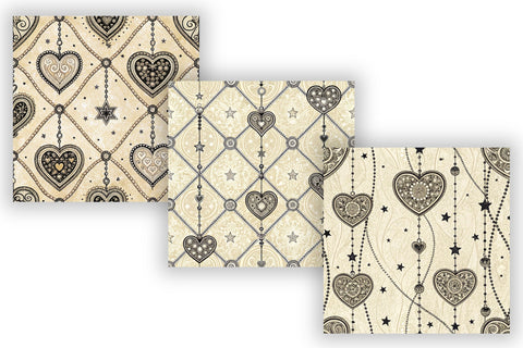 Monochrome Heart Lace Digital Pattern, Seamless Black Cream Bundle Pack, Printable Scrapbook Paper, Gothic Romantic Design Collection Digital Pattern FloridPrintables 