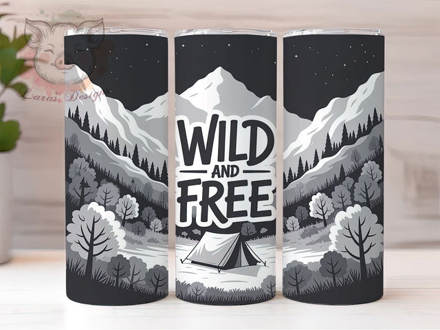 Monochrome Mountain Camping Tumbler Wrap, Outdoor Adventure Design, Mountain Life Art, Nature Explorer Cup, Wilderness Gift, Camp Life Wrap, Adventure Sublimation Sublimation Lara' s Designs 