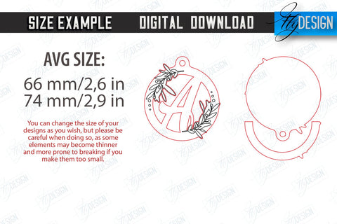 Monogram Car Diffuser Laser Cut Bundle | Car Charms | Engraved Car Accessories | Suspension for Car Mirror | CNC Files SVG Fly Design 