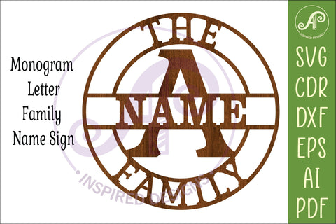 Monogram Family Letter A Name Sign SVG SVG APInspireddesigns 