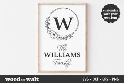Monogram Floral Family Name SVG | Custom Last Name SVG SVG Wood And Walt 