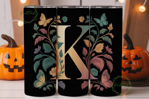 Monogram K Floral Tumbler Design Sublimation PixelChick 