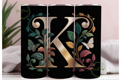 Monogram K Floral Tumbler Design Sublimation PixelChick 