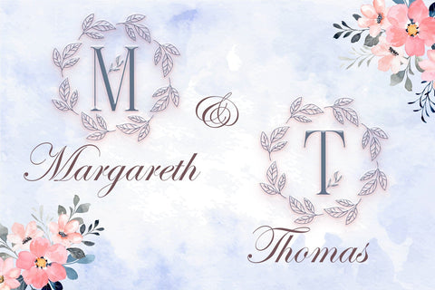 Monogram Leaves Wreath Font Dm Letter Studio 