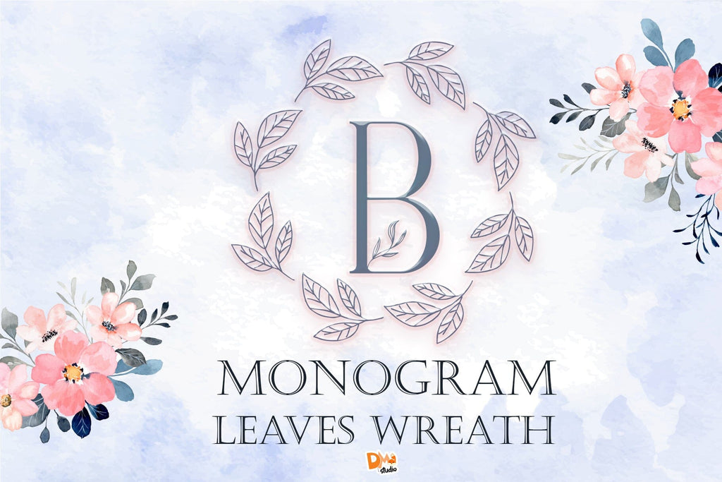 Monogram Leaves Wreath - So Fontsy