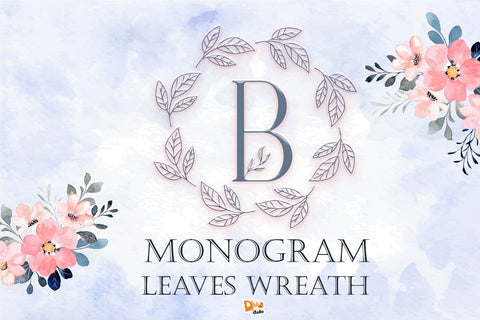 Monogram Leaves Wreath Font Dm Letter Studio 