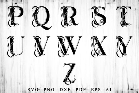 Monogram Letters SVG Files Design, Flower Font SVG Designs, Floral Alphabet Monograms Letter SVG Set A-Z SVG D2PUTRI Designs 