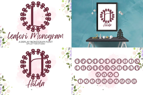 Monogram Logo Kit: Olive & Leaf (Split Included) + Seasonal Font Pack Font Dm Letter Studio 