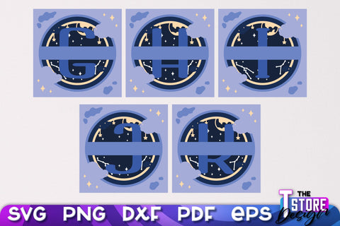 Monogram Shadowbox SVG | Alphabet Monogram Shadowbox | Paper Cut SVG The T Store Design 