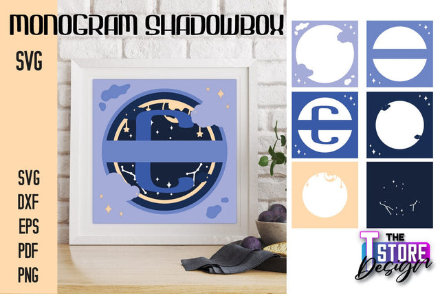 Monogram Shadowbox SVG | Alphabet Monogram Shadowbox | Paper Cut SVG The T Store Design 