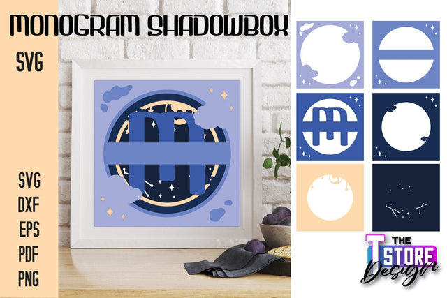 Monogram Shadowbox SVG | Alphabet Monogram Shadowbox | Paper Cut SVG The T Store Design 