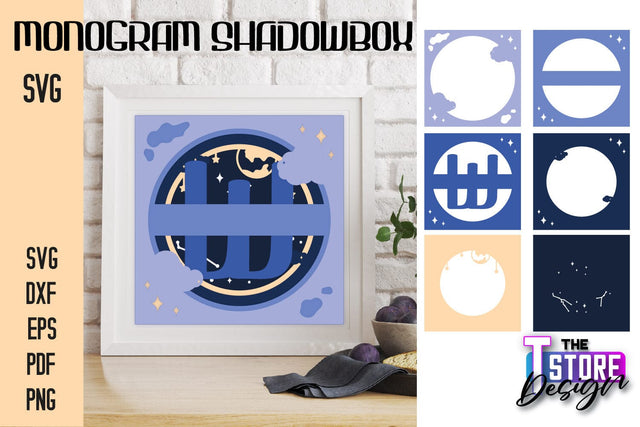 Monogram Shadowbox SVG | Alphabet Monogram Shadowbox | Paper Cut SVG The T Store Design 