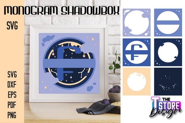 Monogram Shadowbox SVG | Alphabet Monogram Shadowbox | Paper Cut SVG The T Store Design 