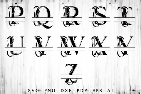 Monogram Split Letter Set A-Z SVG Cut Files Designs, Family Name Sign SVG, Split Font SVG, Split Monogram Alphabet SVG D2PUTRI Designs 