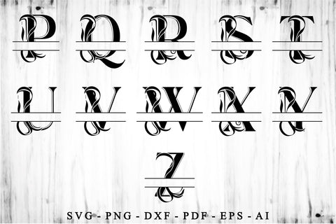 Monogram Split Letter Set A-Z SVG Cut Files Designs, Family Name Sign SVG, Split Font SVG, Split Monogram Alphabet SVG D2PUTRI Designs 