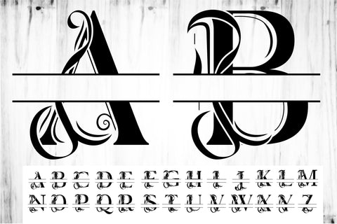 Monogram Split Letter Set A-Z SVG Cut Files Designs, Family Name Sign SVG, Split Font SVG, Split Monogram Alphabet SVG D2PUTRI Designs 
