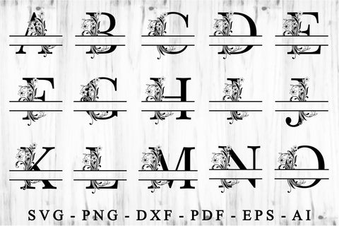 Monogram Split Letters SVG Cut Files Designs, Family Name Sign SVG, Split Font SVG, Split Alphabet Set A-Z SVG D2PUTRI Designs 