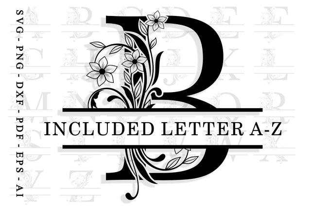 Monogram Split Letters SVG Cut Files Designs, Family Name Sign SVG, Split Font SVG, Split Alphabet Set A-Z SVG D2PUTRI Designs 