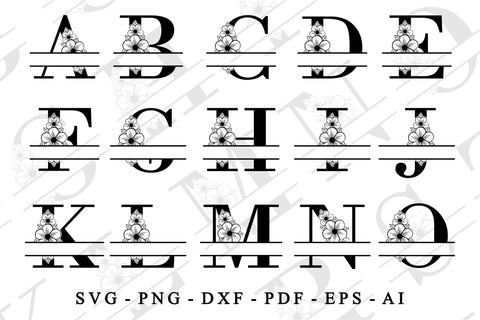 Monogram SVG, Split Letters SVG Cut Files Designs, Family Name Sign SVG, Split Font SVG, Split Alphabet Set A-Z SVG D2PUTRI Designs 