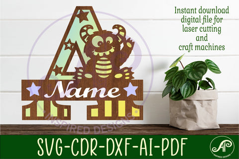 Monster Capital Monogram Letter A SVG SVG APInspireddesigns 