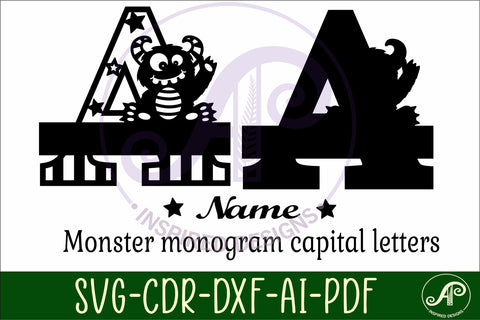Monster Capital Monogram Letter A SVG SVG APInspireddesigns 