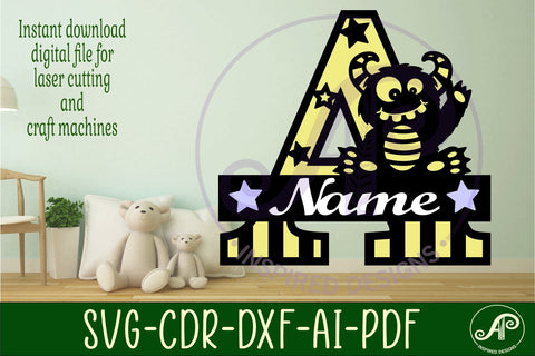 Monster Capital Monogram Letter A SVG SVG APInspireddesigns 