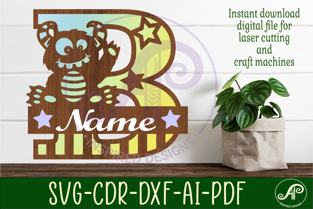 Monster Capital Monogram Letter B SVG SVG APInspireddesigns 