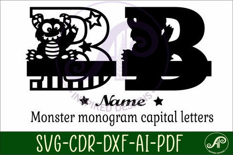 Monster Capital Monogram Letter B SVG SVG APInspireddesigns 