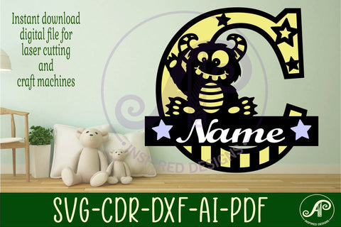 Monster Capital Monogram Letter C SVG SVG APInspireddesigns 