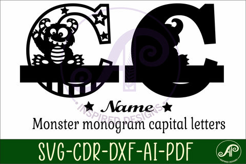 Monster Capital Monogram Letter C SVG SVG APInspireddesigns 