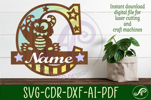 Monster Capital Monogram Letter C SVG SVG APInspireddesigns 