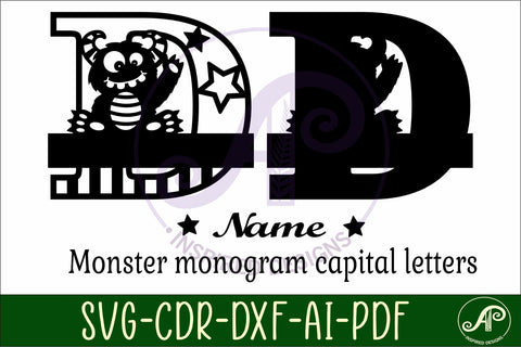 Monster Capital Monogram Letter D SVG SVG APInspireddesigns 